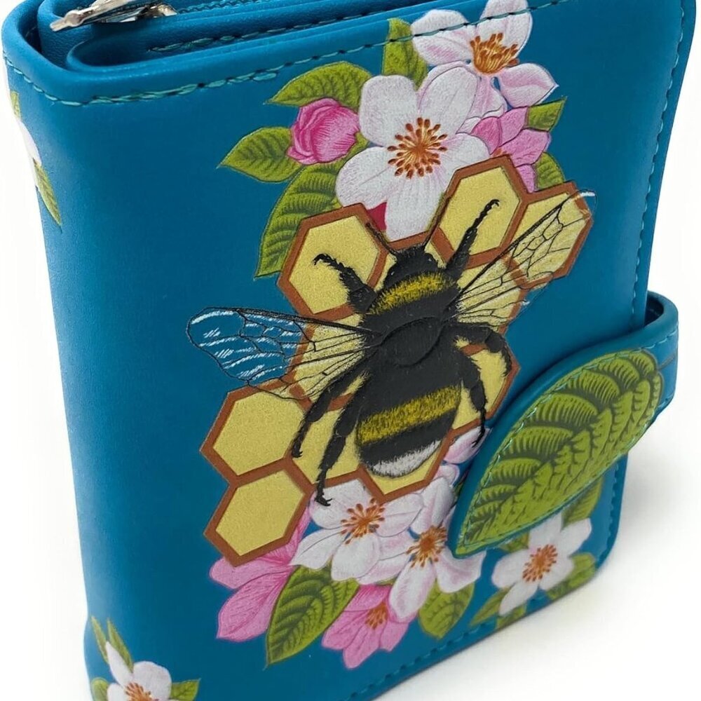 Vegan Faux Leather Small Wallet Floral Honeycomb Animal Design for Women Teen